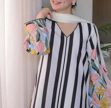Digital Printed 3pc Swiss Lawn MY - 741