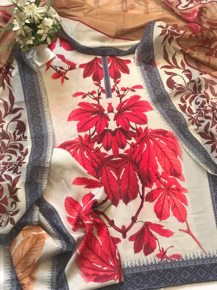 Digital Printed 3pc Swiss Lawn MY - 704