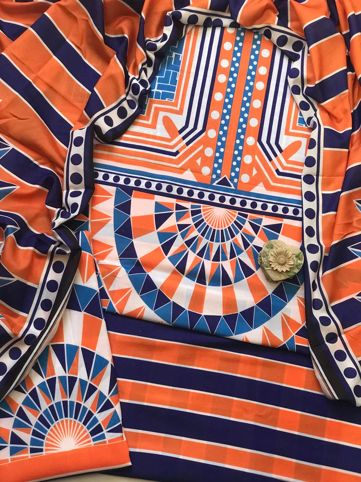 Digital Printed 3pc Swiss Lawn MY - 718