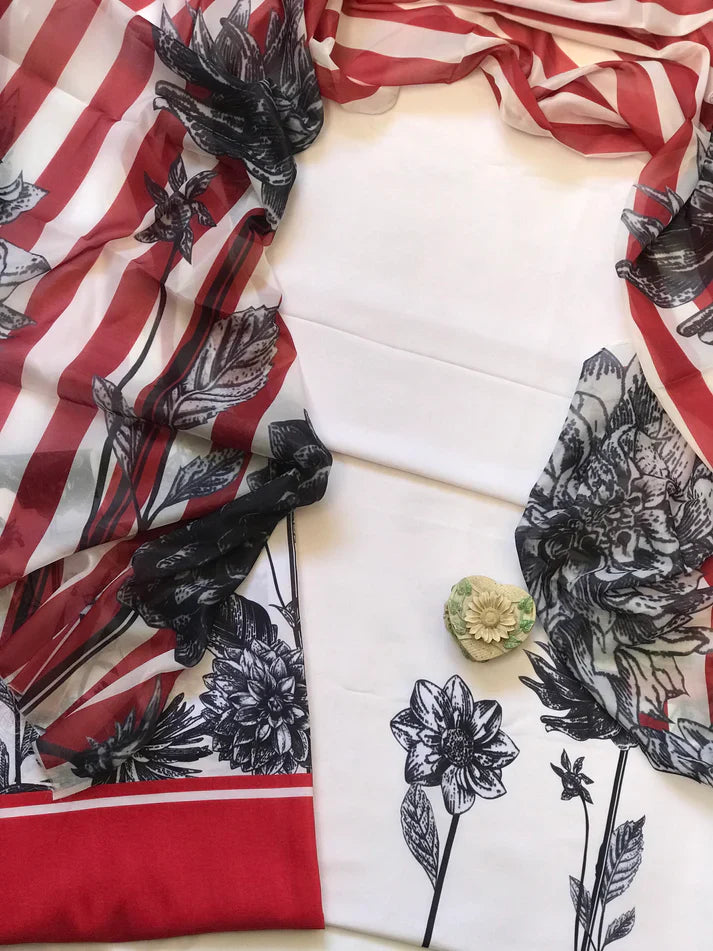 Digital Printed 3pc Swiss Lawn MY - 705