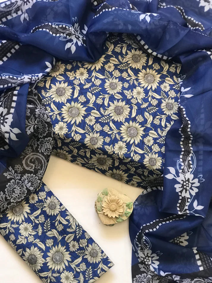 Digital Printed 3pc Swiss Lawn MY - 728