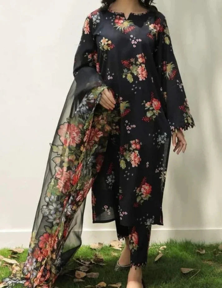 Digital Printed 3pc Swiss Lawn MY - 711