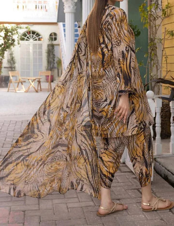 Digital Printed 3pc Swiss Lawn MY - 708