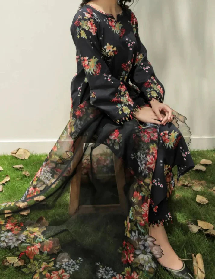 Digital Printed 3pc Swiss Lawn MY - 711