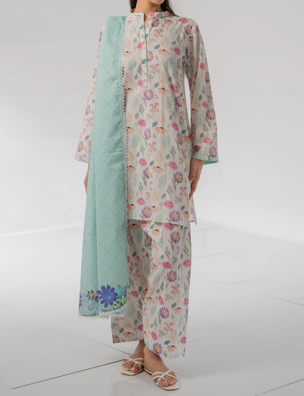 Digital Printed 3pc Swiss Lawn MY - 758
