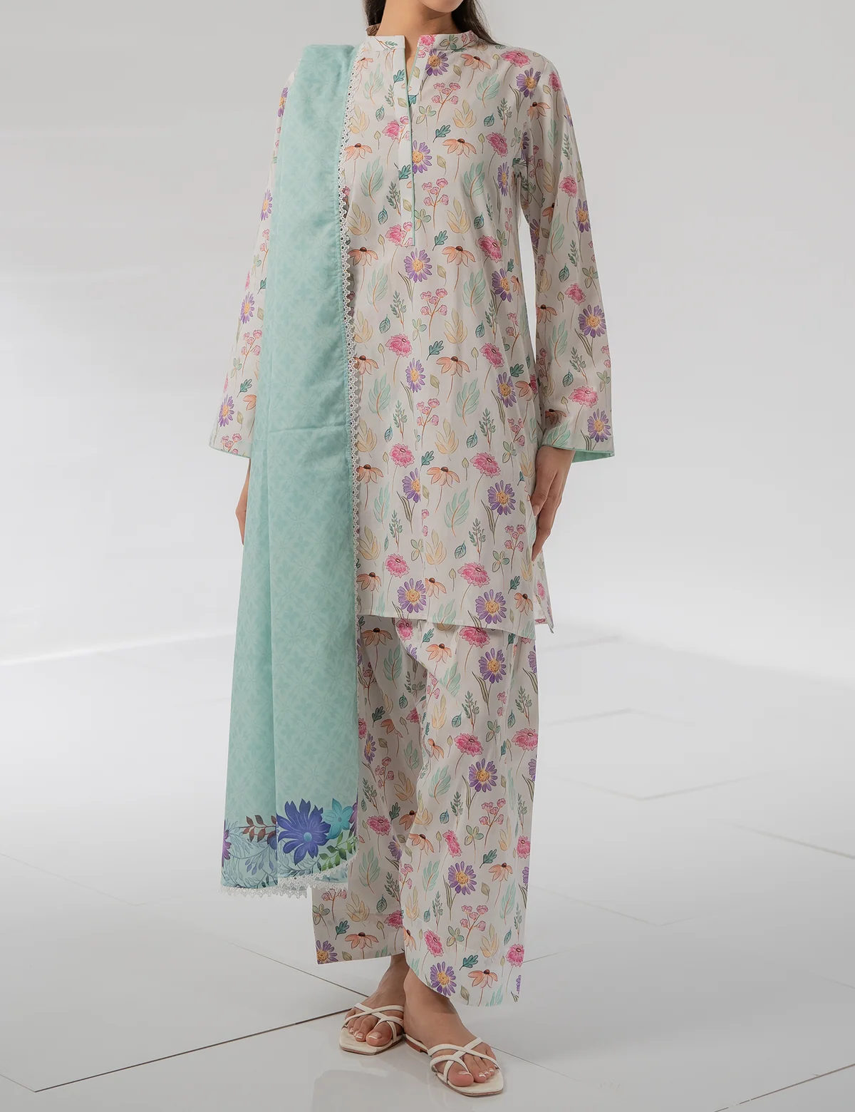 Digital Printed 3pc Swiss Lawn MY - 758