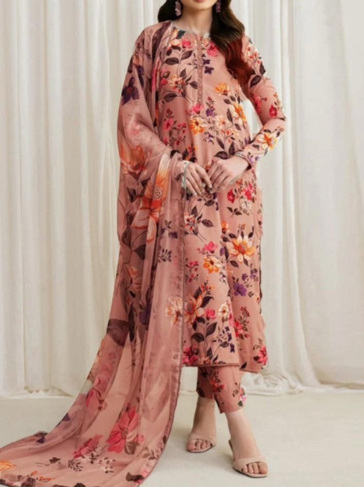 Digital Printed 3pc Swiss Lawn MY - 770