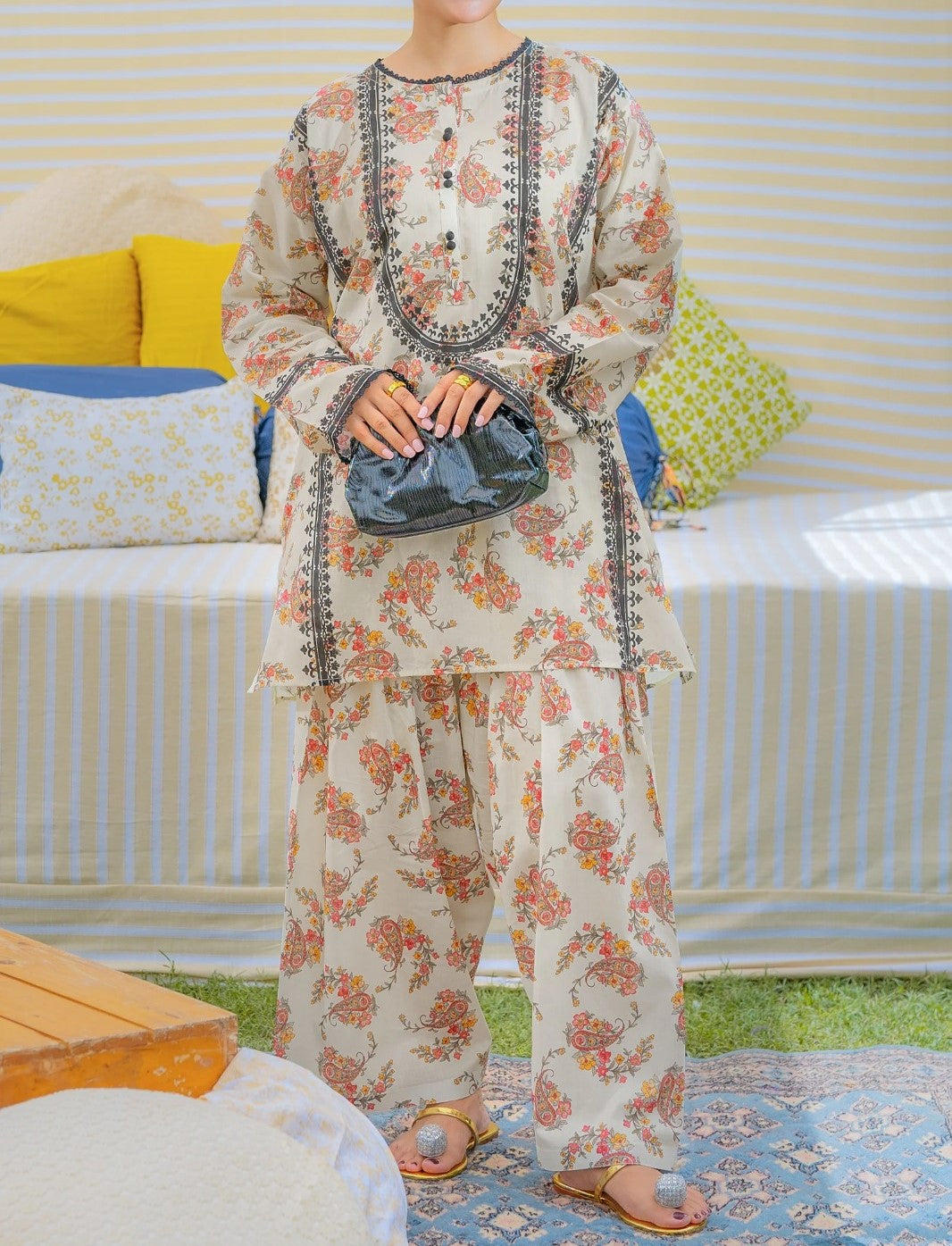 Digital Printed 3pc Swiss Lawn MY - 776