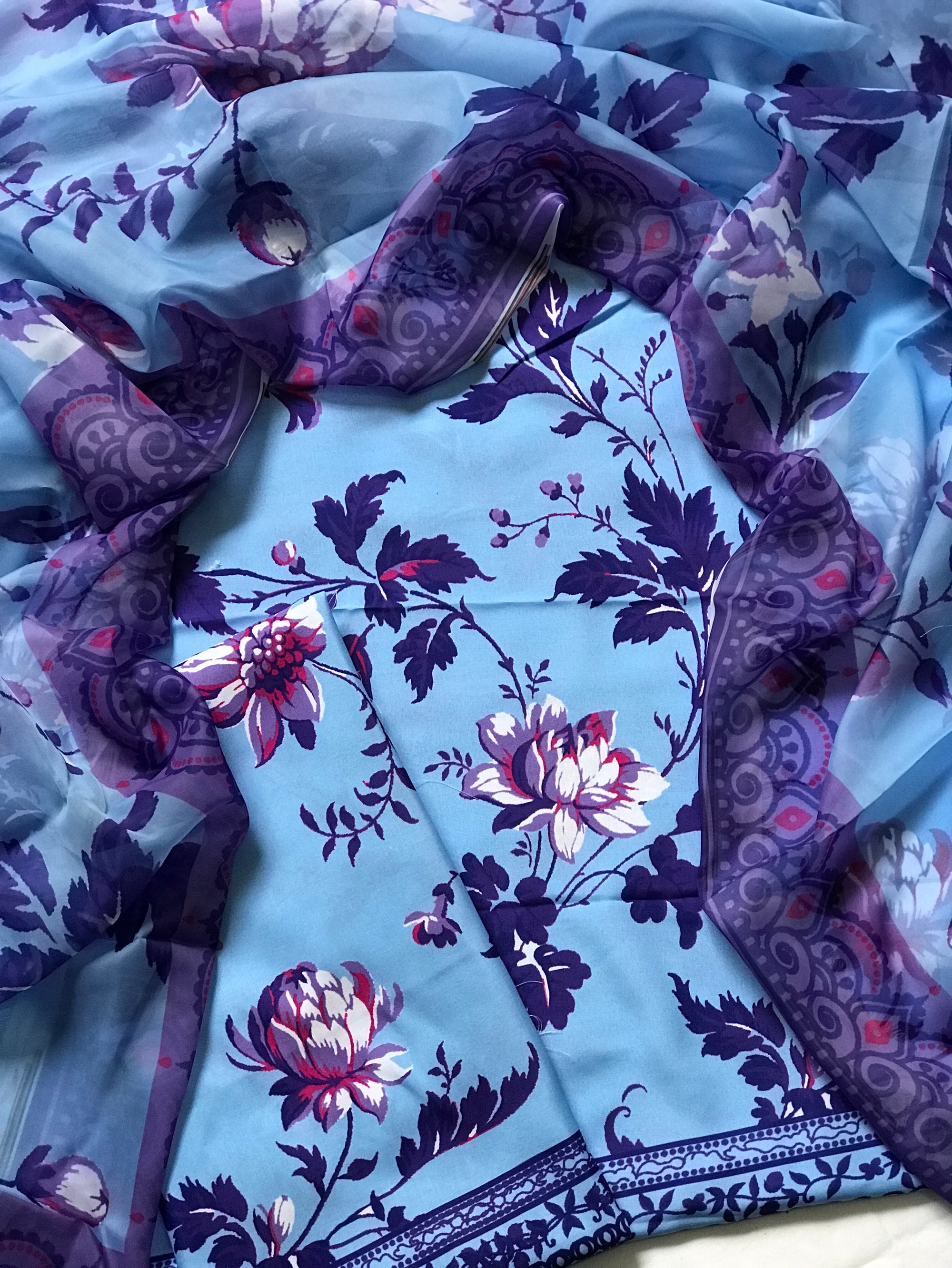 Digital Printed 3pc Swiss Lawn MY - 765